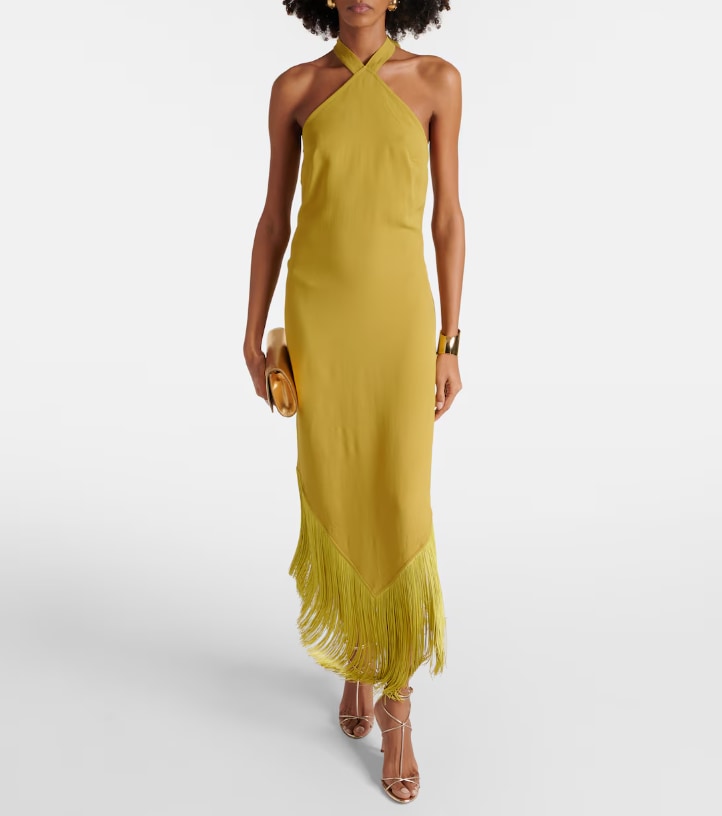 Nina Fringed Crêpe Cady Midi Dress - Taller Marmo