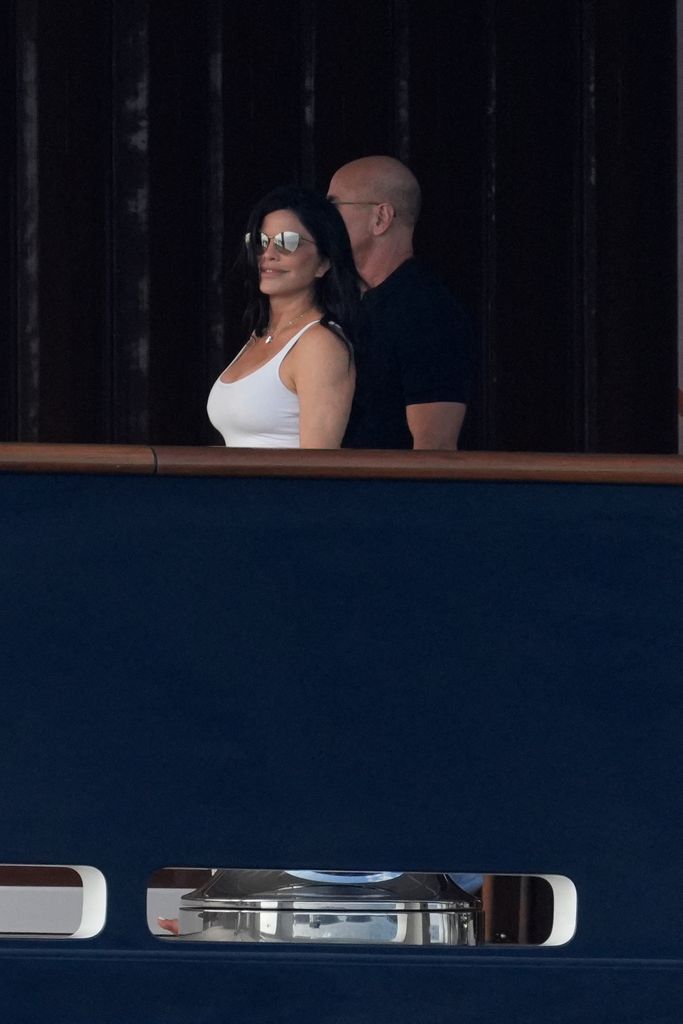 Lauren Sanchez admires the view as she wears cropped top and sunglasses