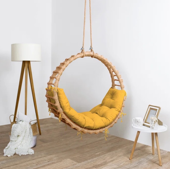 wayfair circular unique bright yellow hanging chair 