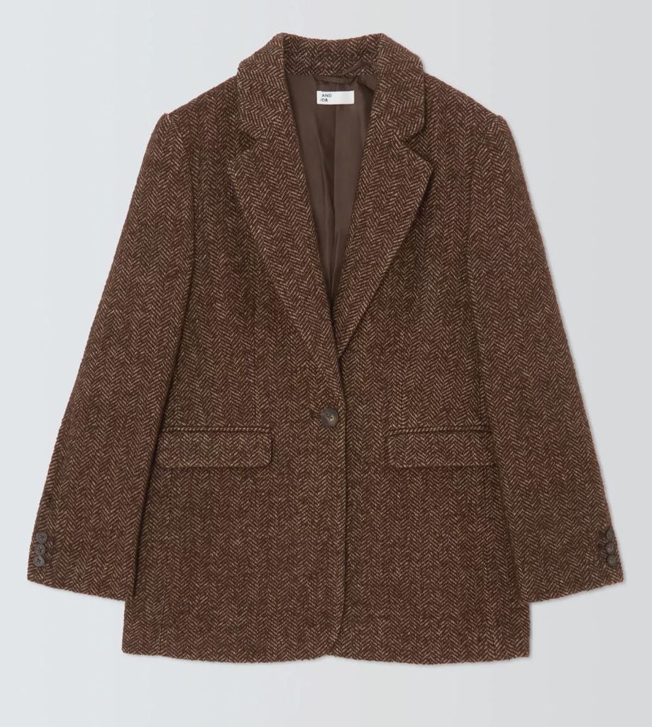 AND/OR Single Button Herringbone Blazer