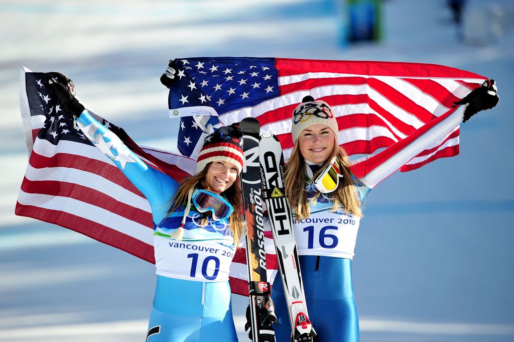Julia Mancuso et Lindsey Vonn aux Jeux olympiques d'hiver de 2010 à Vancouver