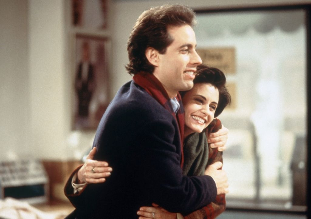 SEINFELD -- "The Wife" Episode 17 -- Pictured: (l-r)  Jerry Seinfeld as himself, Courteney Cox as Meryl -- Photo by: Dan Zaitz/NBCU Photo Bank
