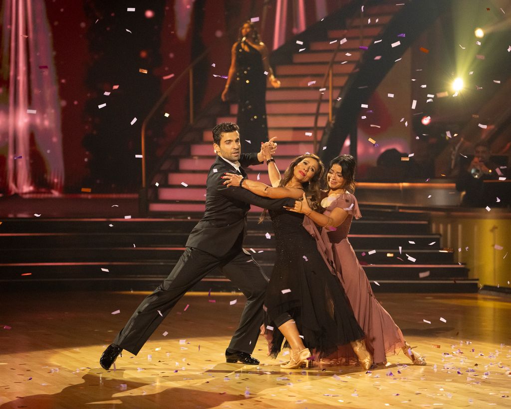 Jen Affleck dances with her mother, Maria, and DWTS pro Jan Ravnik