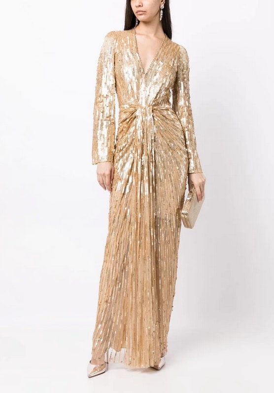 jenny packham gold sequin margot dress