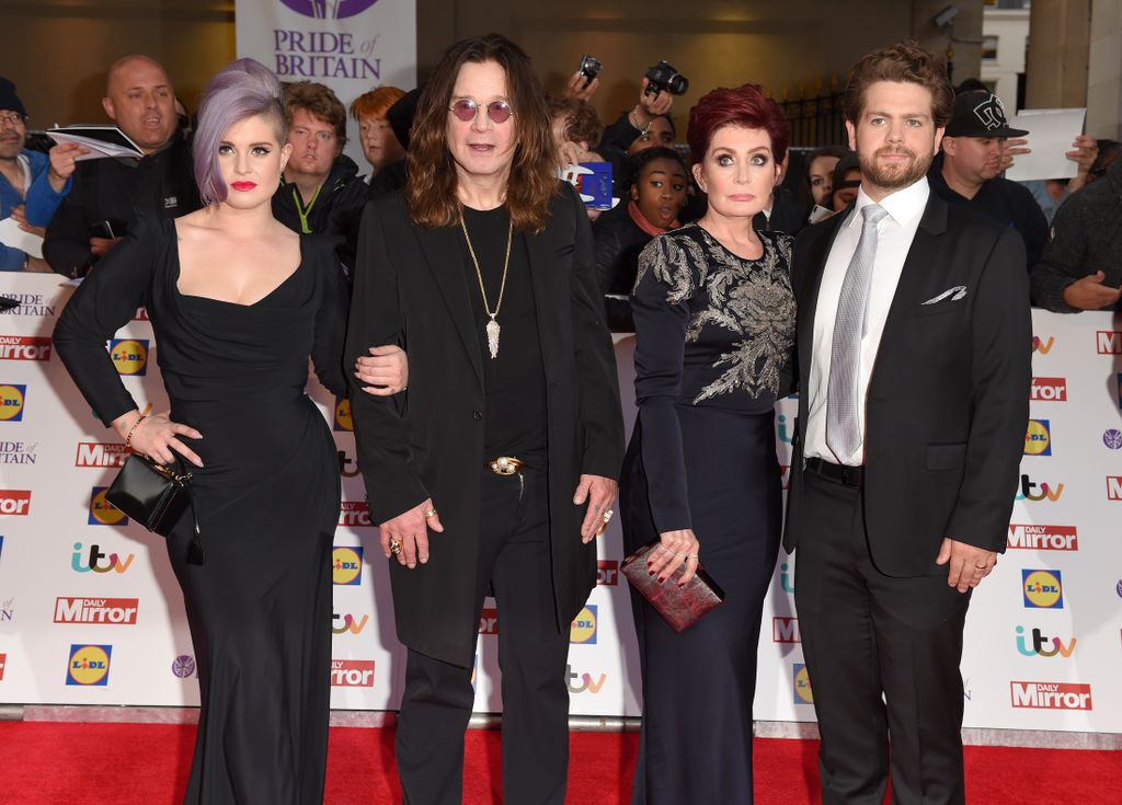 Kelly Osbourne, Ozzy Osbourne, Sharon Osbourne and Jack Osbourne attend the Pride of Britain awards at The Grosvenor House Hotel on September 28, 2015 in London, England