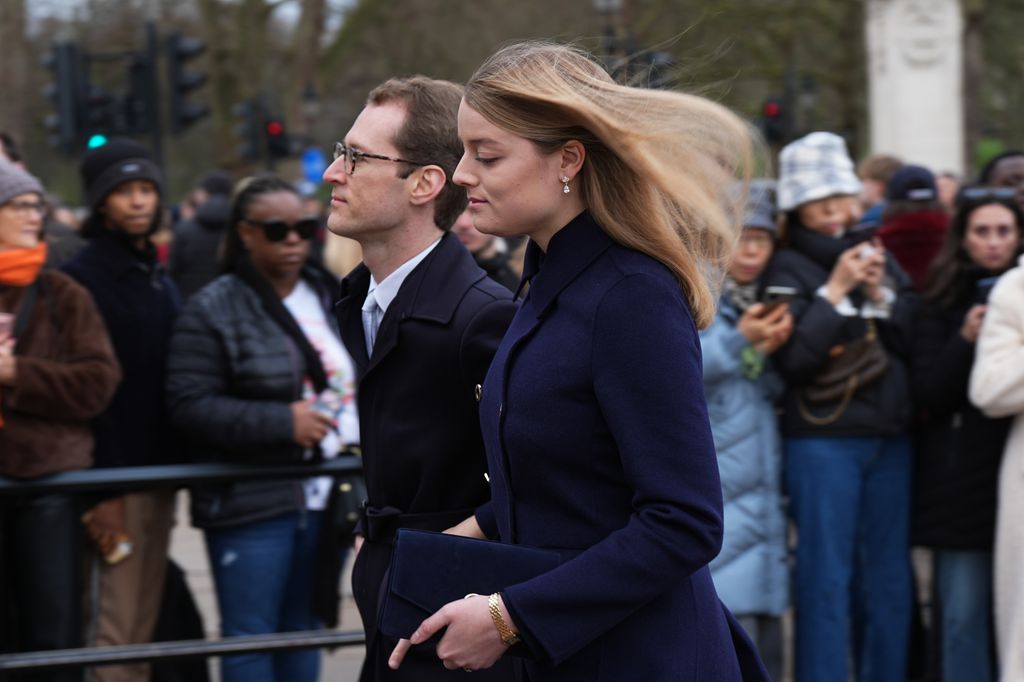 Flora Vesterberg and Timothy Vesterberg arrive for King Charles III's Christmas lunch at Buckingham Palace, London