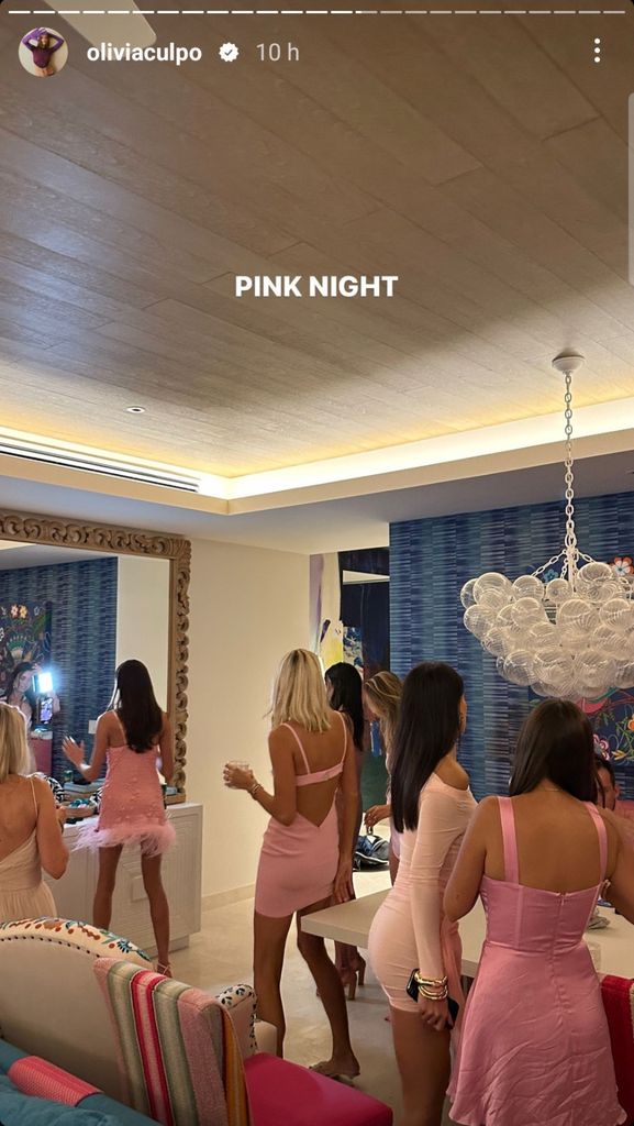 The bridal party wore pink for the bachelorette party