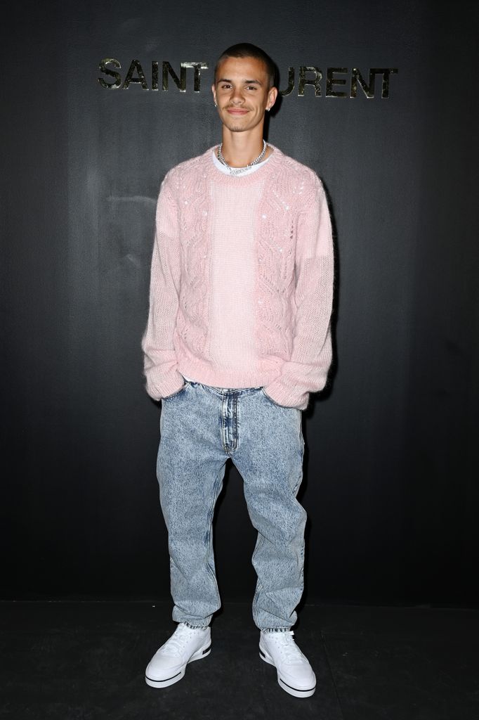 Romeo Beckham attends the Saint-Laurent Womenswear Fall/Winter 2022/2023 show as part of Paris Fashion Week