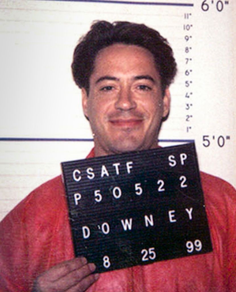 Robert Downey Jr in a mug shot taken at the California Department of Corrections, US, 25th September 1999.