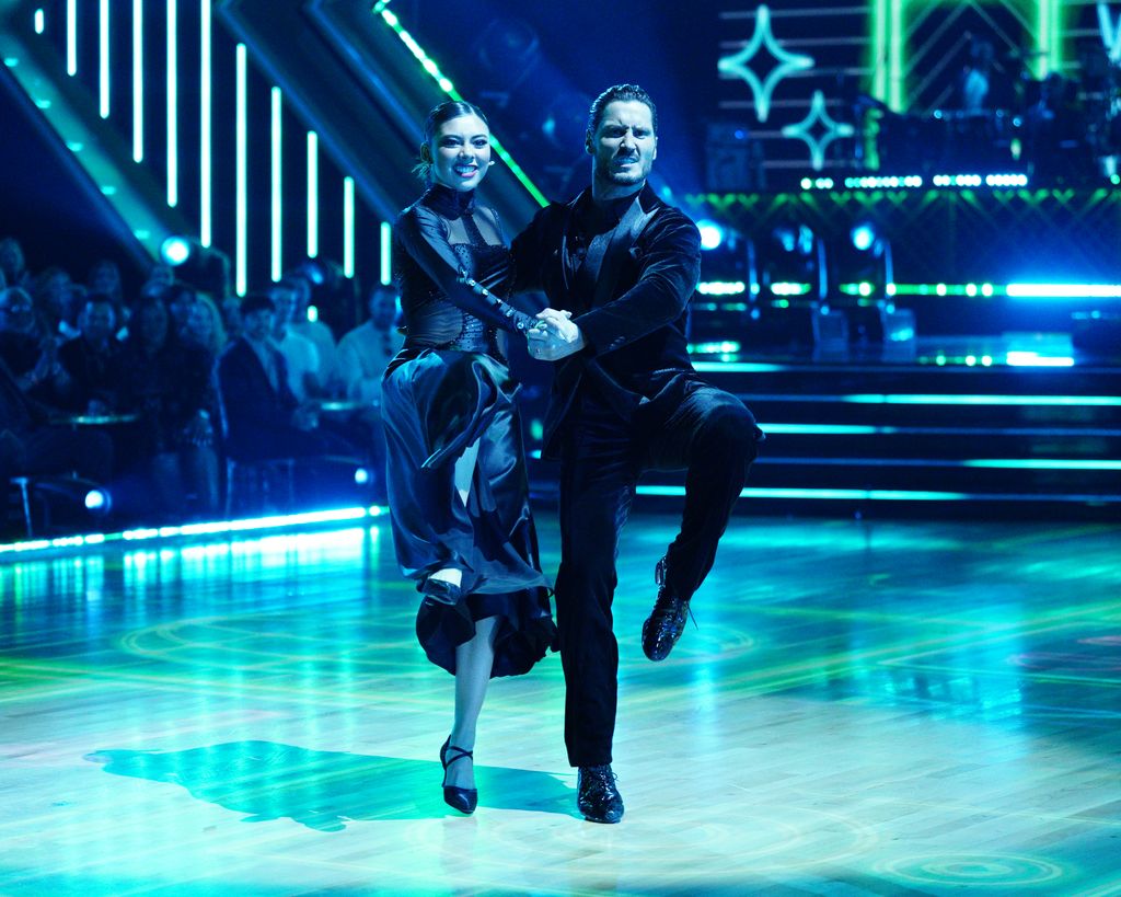 Xochitl Gomez and Val Chmerkovsky dance a paso doble during week eight
