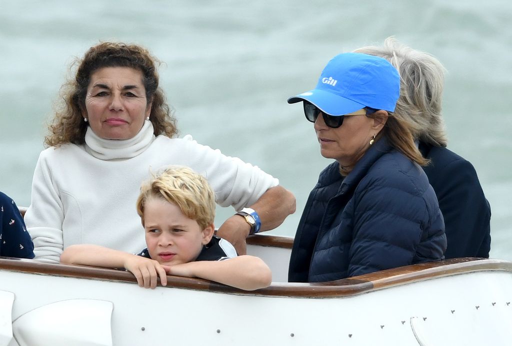 Prince George and Carole Middleton attend the King's Cup Regatta on August 08, 2019 in Cowes, England