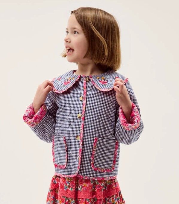 Veste Monsoon à Vichy Imprimé Floral Bleu