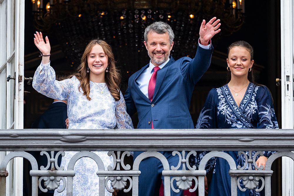 King Frederik poses with his daughters Princess Isabella and Princess Josephine