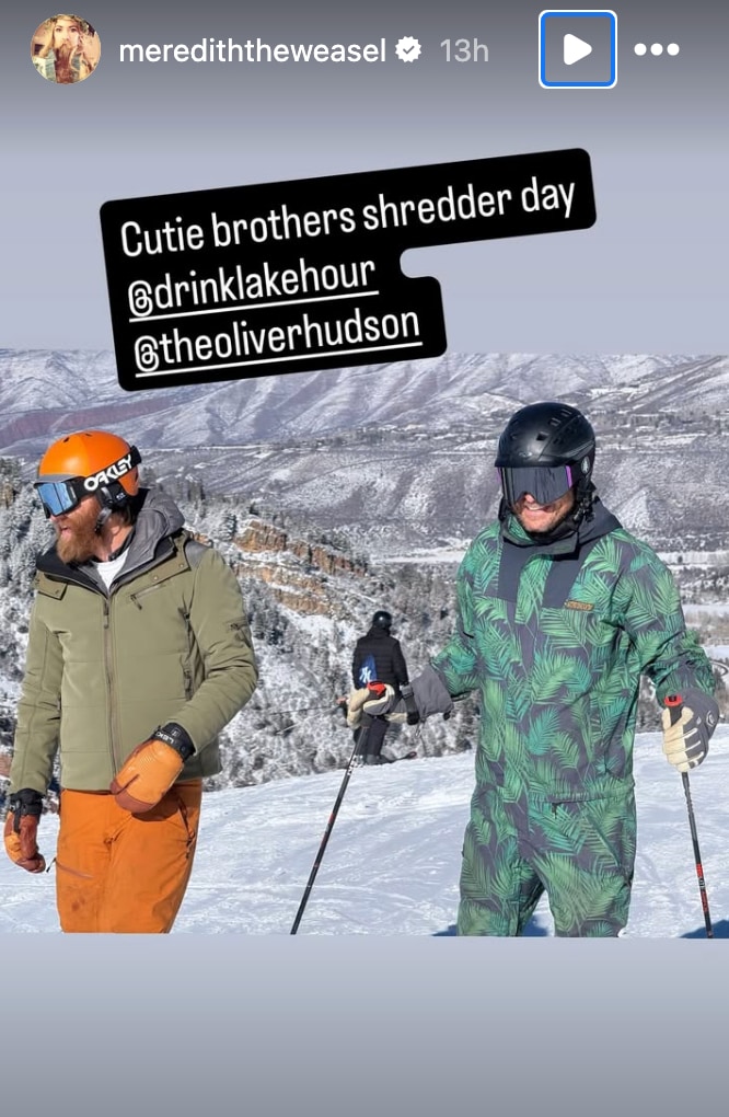 Goldie Hawn's sons Oliver Hudson and Wyatt Russell enjoyed a day on the slopes in Aspen 
