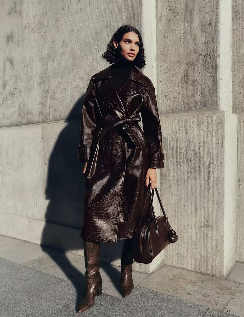 M&S Textured Belted Longline Trench Coat