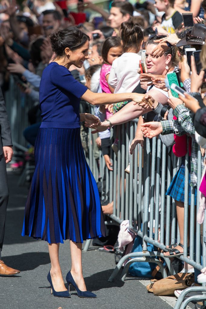 The Duchess of Sussex during a walkabout in Rotorua on day four of the royal couple's tour of New Zealand. 