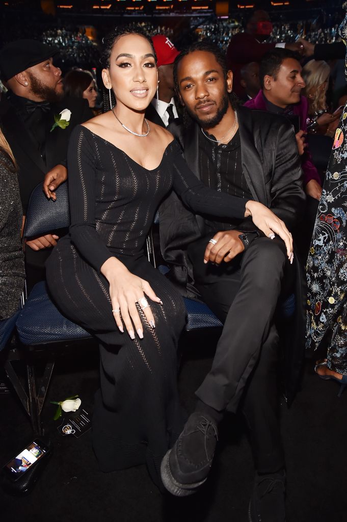 Whitney Alford and recording artist Kendrick Lamar during the 60th Annual GRAMMY Awards at Madison Square Garden on January 28, 2018 in New York City.