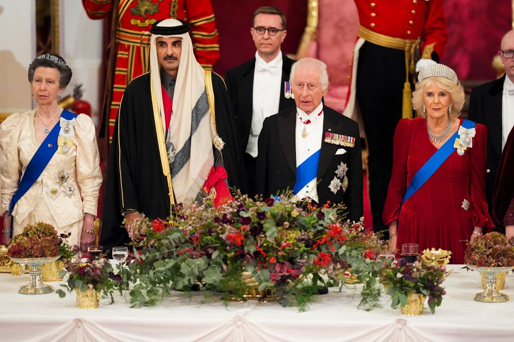 The Princess Royal joined her brother, King Charles and his wife Queen Camilla in welcoming Qatari royals to the UK