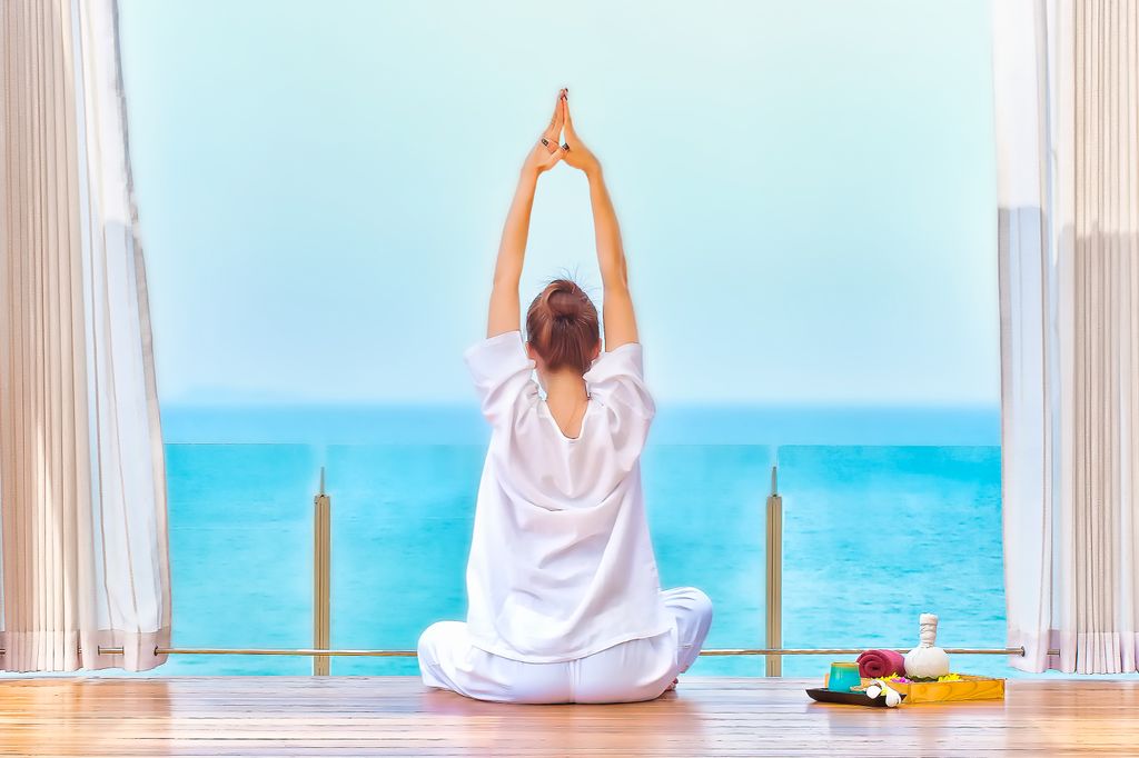 Woman doing yoga and meditating