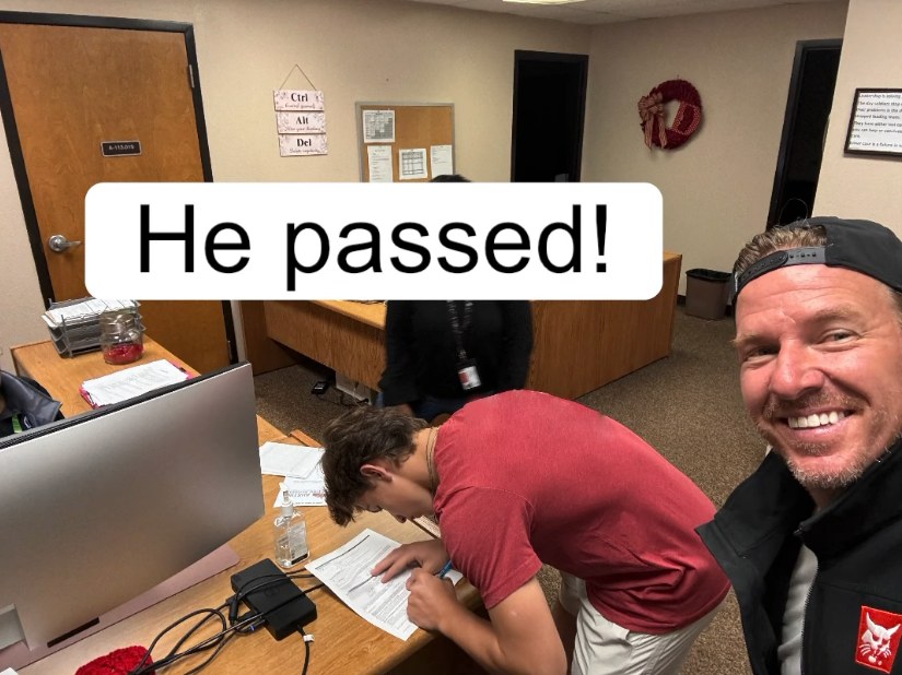 Photo shared by Joanna Gaines on Instagram May 26 of her son Duke, 16, getting his driver's license