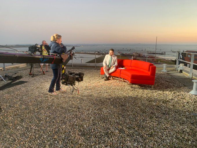Jon Kay hosted BBC Breakfast from Hampshire's Langstone Harbour