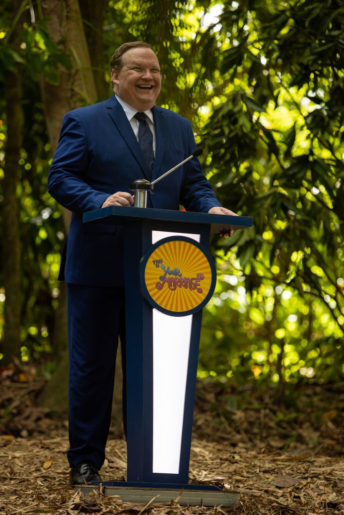 Andy Richter portraying a game show host in Fantasy Island