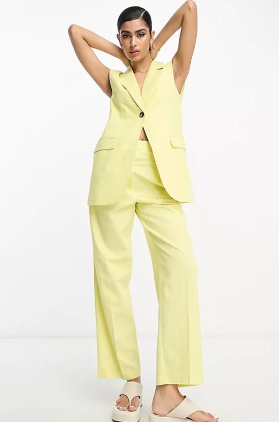 asos yellow tapered trousers