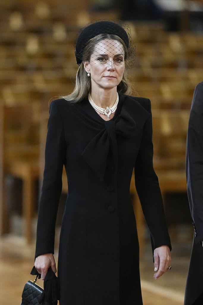 LONDON, ENGLAND - SEPTEMBER 16: Catherine, Princess of Wales arrives for the Requiem Mass service for the Duchess of Kent, at Westminster Cathedral on September 16, 2025 in London, England. Katharine, Duchess of Kent was married to Prince Edward, Duke of Kent, the first cousin of Queen Elizabeth II. She died on September 4 at the age of 92 at Kensington Palace surrounded by her family. Having converted to Catholicism in 1994, her funeral takes place at Westminster Cathedral and is the first Catholic funeral to be held for a member of the royal family in modern British history. Her Royal Highness will be laid to rest at the Royal Burial Ground at Frogmore, Windsor. (Photo Aaron Chown - Pool/Getty Images)