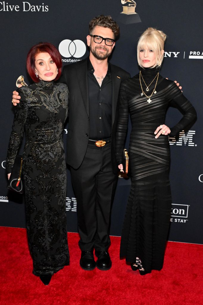 Sharon Osbourne, Jack Osbourne and Kelly Osbourne at the Pre-Grammy Gala 