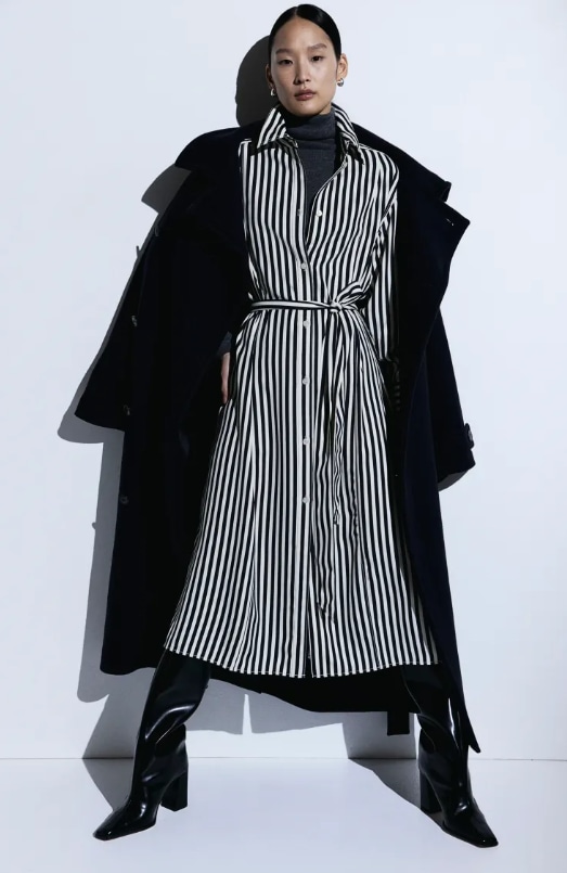 h and m stripe belted shirt dress 