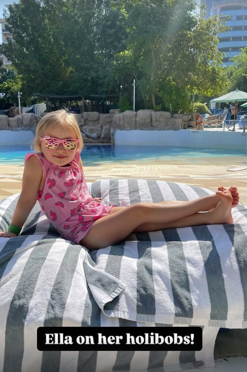 Ola and James Jordan's daughter relaxes on sunbed in Dubai