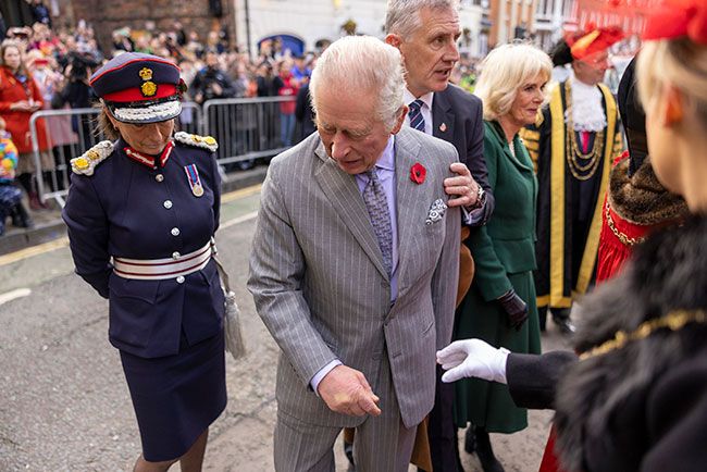 King Charles next to Lord Lieutenant for North Yorkshire, Jo Ropner