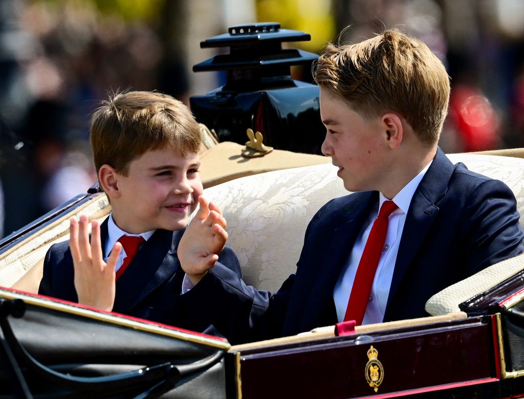 Prince Louis and Prince George in the carriage