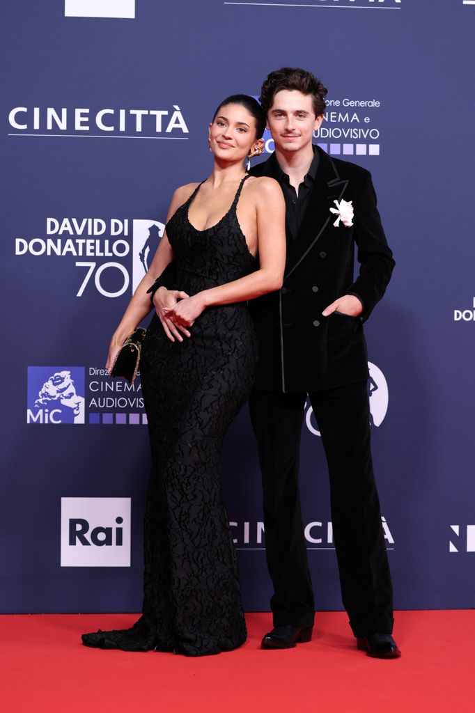 Kylie Jenner and Timothee Chalamet attend the photocall during the 70th David Di Donatello at Cinecitta Studios on May 07, 2025 