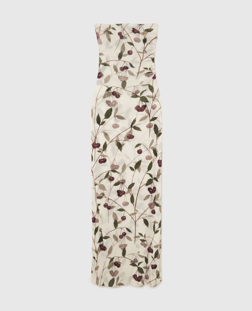 Cherry Print Mesh Strapless Midi Dress - Stella Mccartney