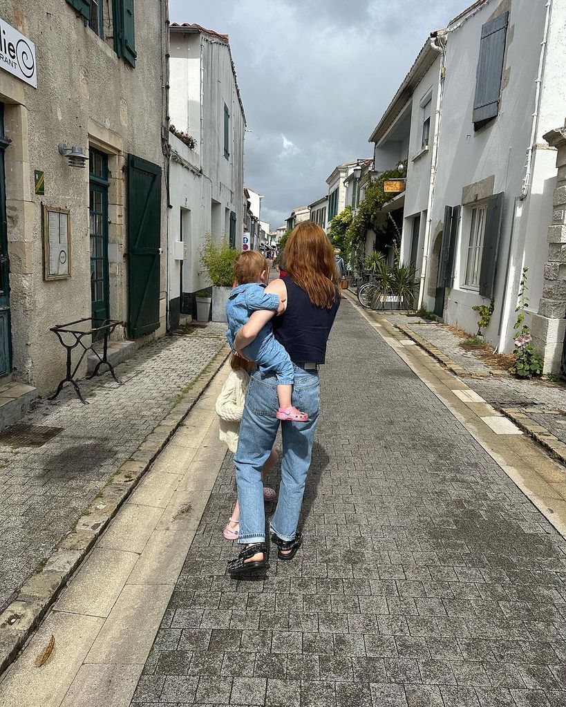 Angela with her youngest on their holiday