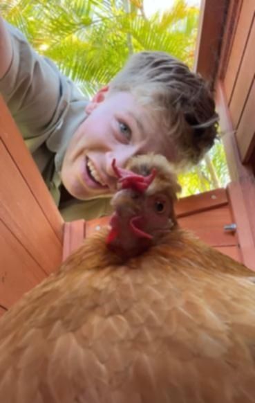 Robert with his chickens