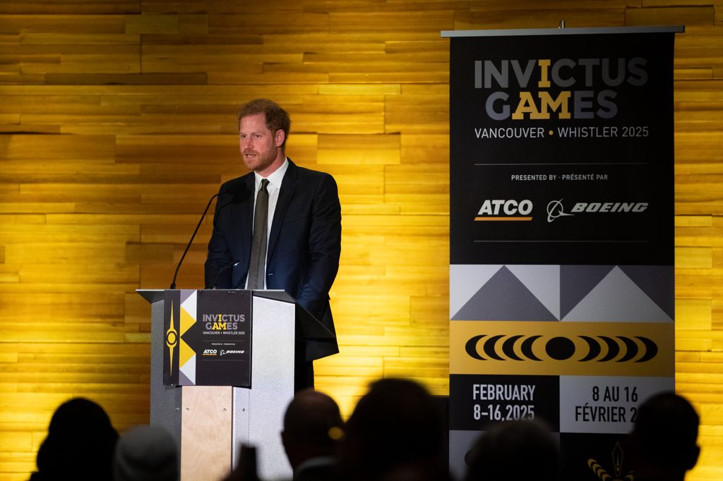 Prince Harry, the Duke of Sussex speaks during the "One Year to Go" Invictus Games dinner