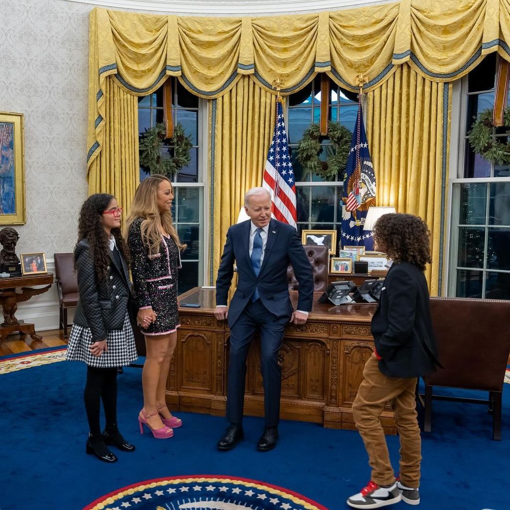 mariah carey and twins with president biden in the white house