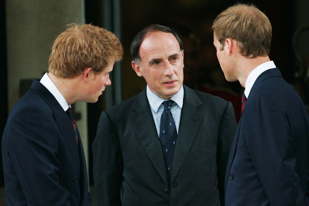 Prince William and Prince Harry with their Private Secretary Jamie Lowther-Pinkerton in 2007