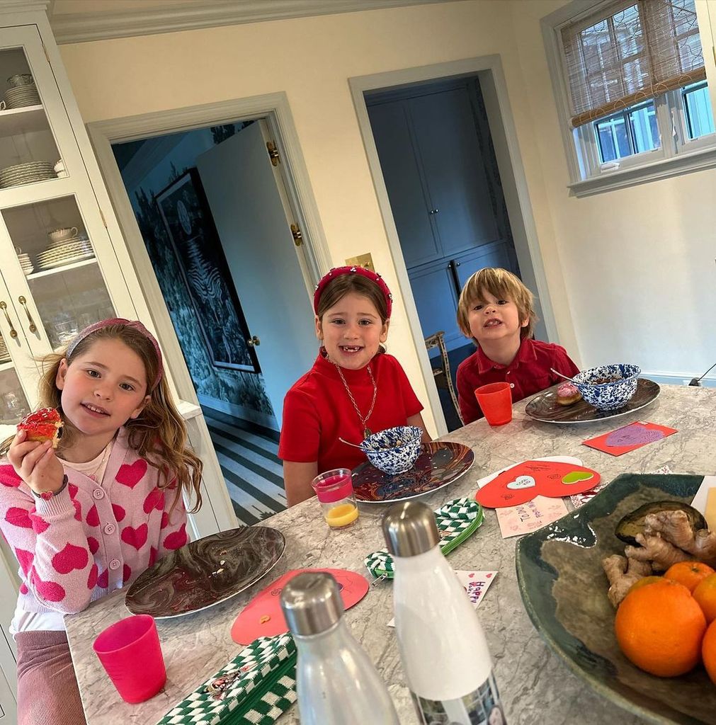 Jenna Bush Hager's three kids in kitchen eating