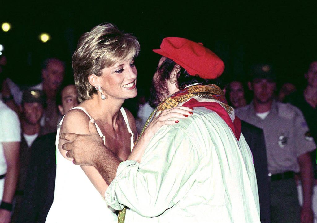 Diana greeting Luciano Pavarotti 