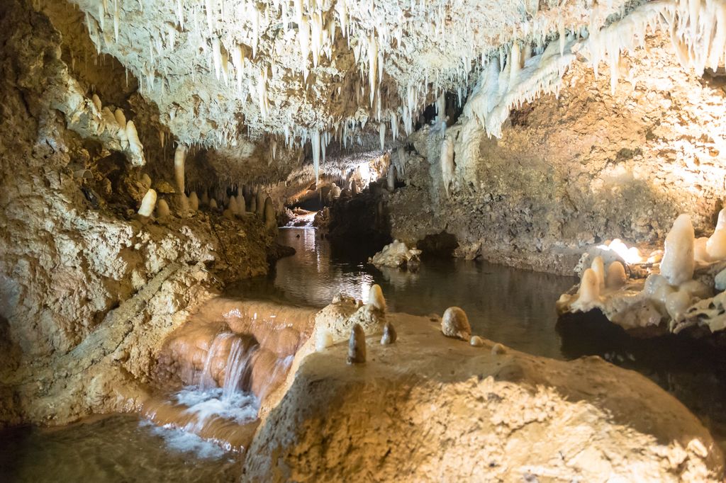 Visit Harrison’s Cave and its stalactites, stalagmites and bubbling streams of crystal-clear water