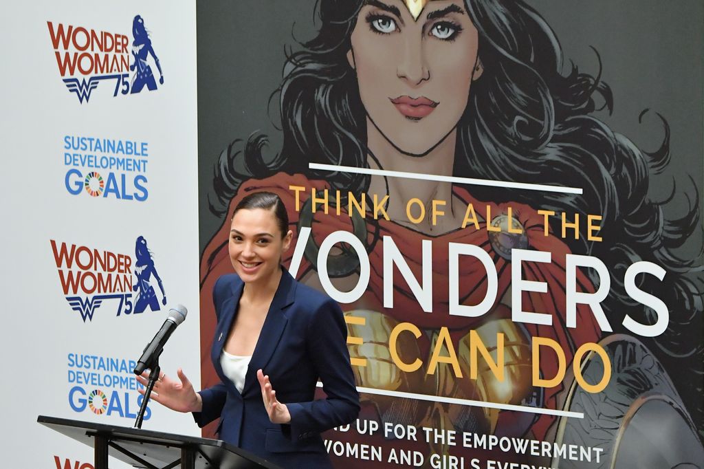 Gal Gadot speaks at the Wonder Woman UN Ambassador Ceremony at United Nations on October 21, 2016 in New York City