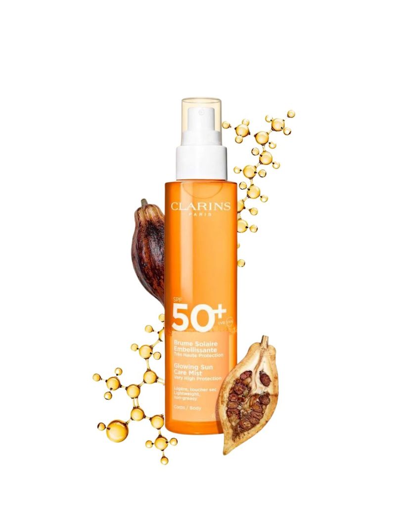 Glowing Sun Care Mist SPF50+ clarins product shot