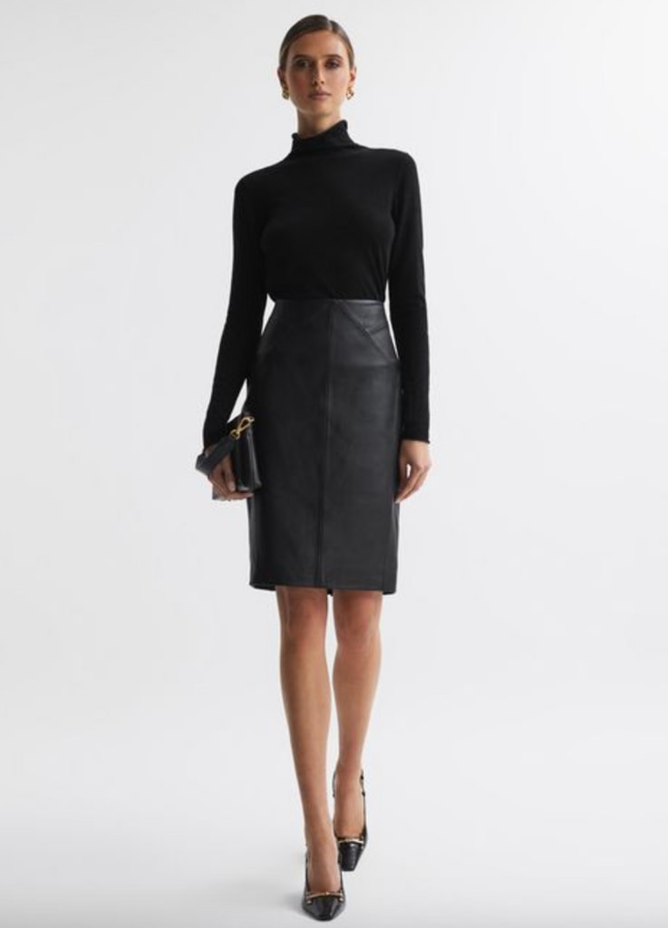 Reiss leather skirt