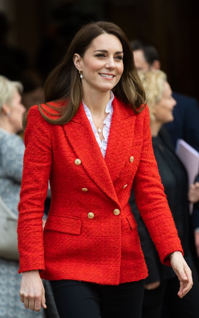Catherine, Duchess of Cambridge visits the Copenhagen Child Mental Health Project at the University of Copenhagen on February 22, 2022 in Copenhagen, Denmark.