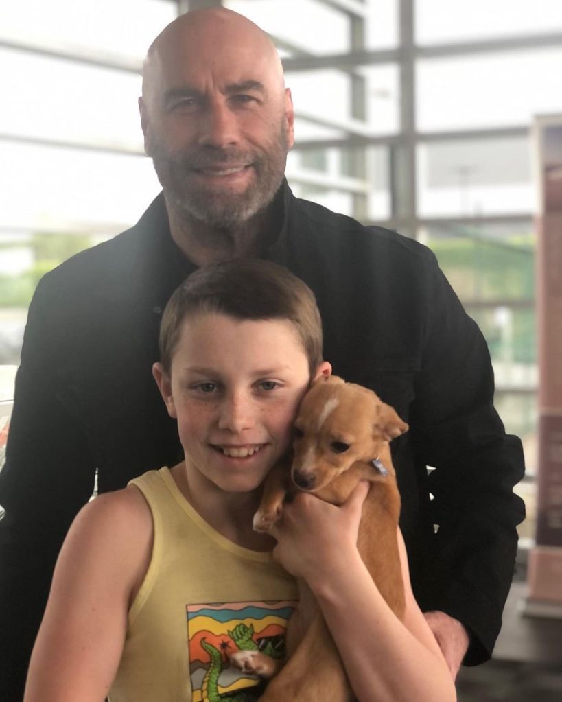 john travolta with son ben and adopted dog peanut
