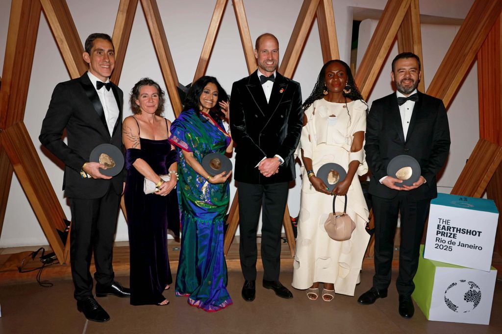 Prince William poses with the winners at the fifth annual Earthshot Prize Awards Ceremony on November 05, 2025 in Rio de Janeiro, Brazil
