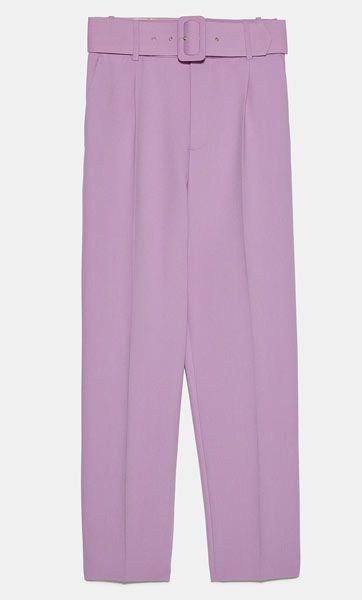 purple trousers zara